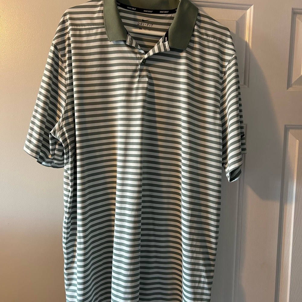 Green Striped Men's Polo Shirt